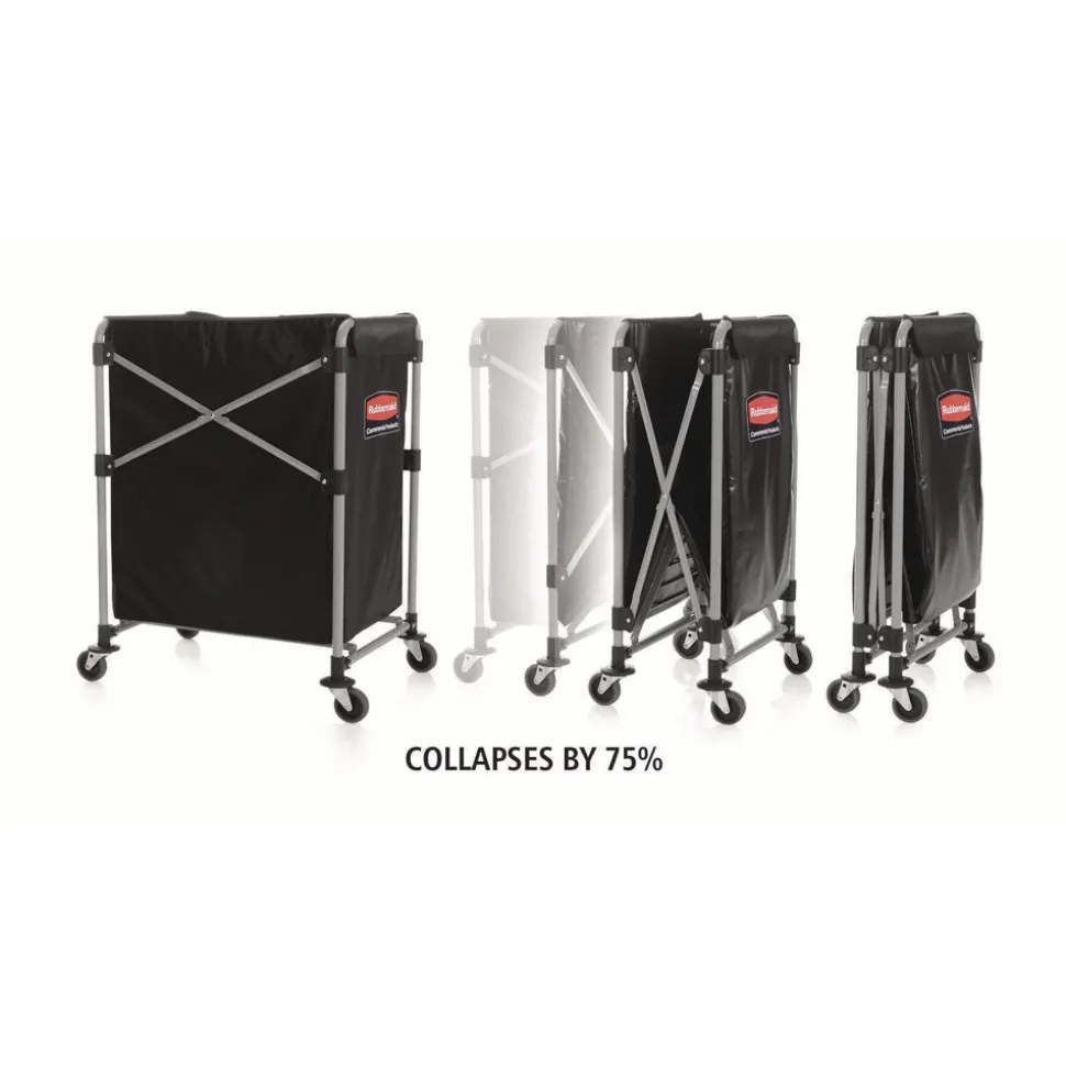 Rubbermaid Commercial 4.98 cu ft. 20.33 in. x 24.1 in. x 34 in. Collapsible X-Cart - Black/Silver