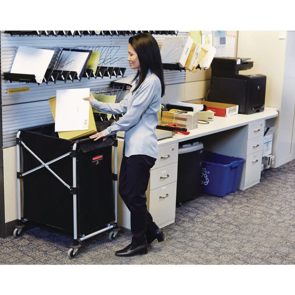 Rubbermaid Commercial 4.98 cu ft. 20.33 in. x 24.1 in. x 34 in. Collapsible X-Cart - Black/Silver