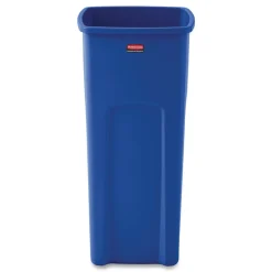 Rubbermaid Commercial 23 Gallon Plastic Recycled Untouchable Square Recycling Container - Blue