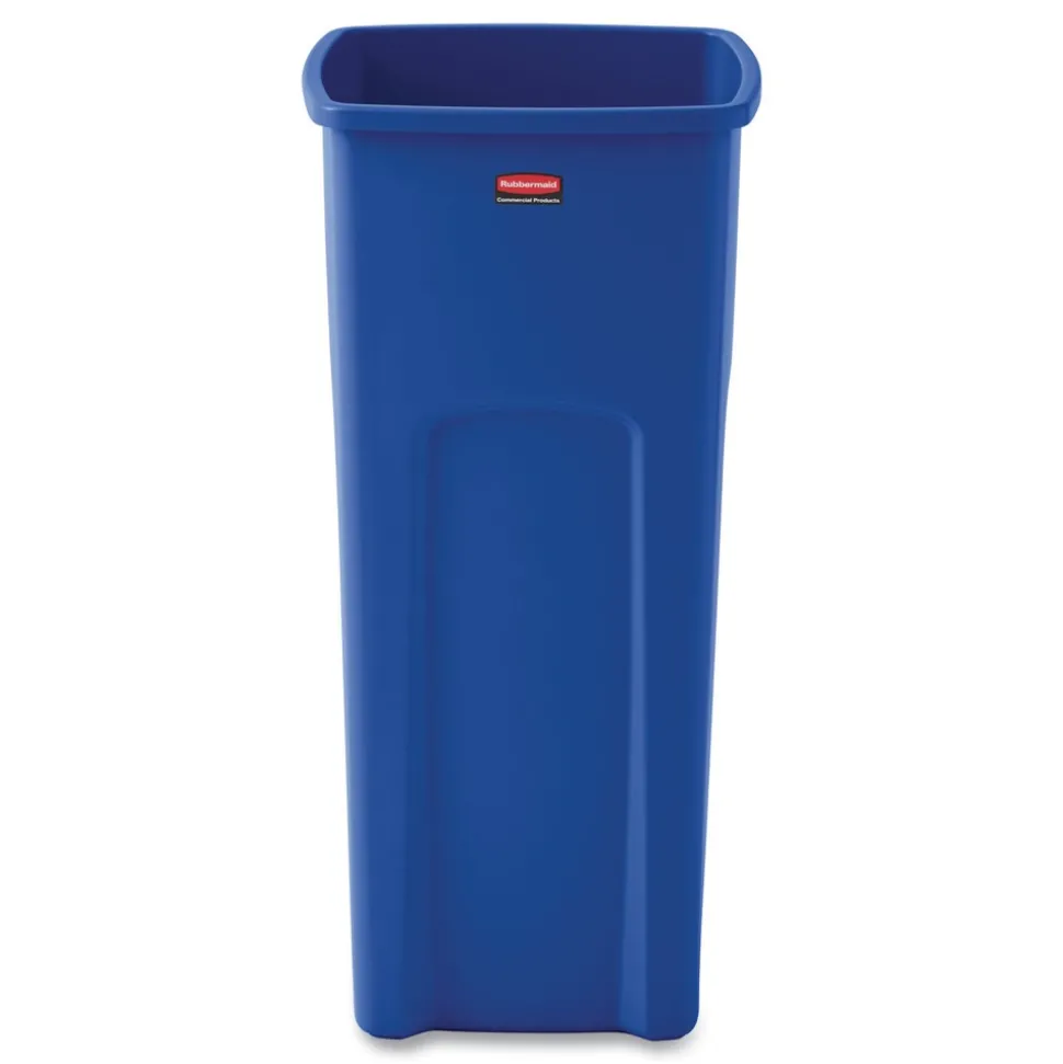 Rubbermaid Commercial 23 Gallon Plastic Recycled Untouchable Square Recycling Container - Blue