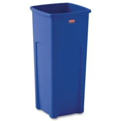 Rubbermaid Commercial 23 Gallon Plastic Recycled Untouchable Square Recycling Container - Blue