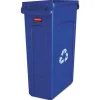 Rubbermaid Commercial 23 Gallon Slim Jim Recycling Plastic Container with Venting Channels - Blue
