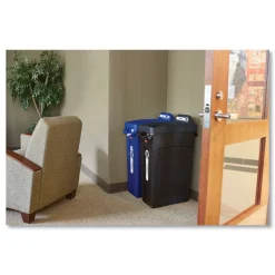 Rubbermaid Commercial 23 Gallon Slim Jim Recycling Plastic Container with Venting Channels - Blue
