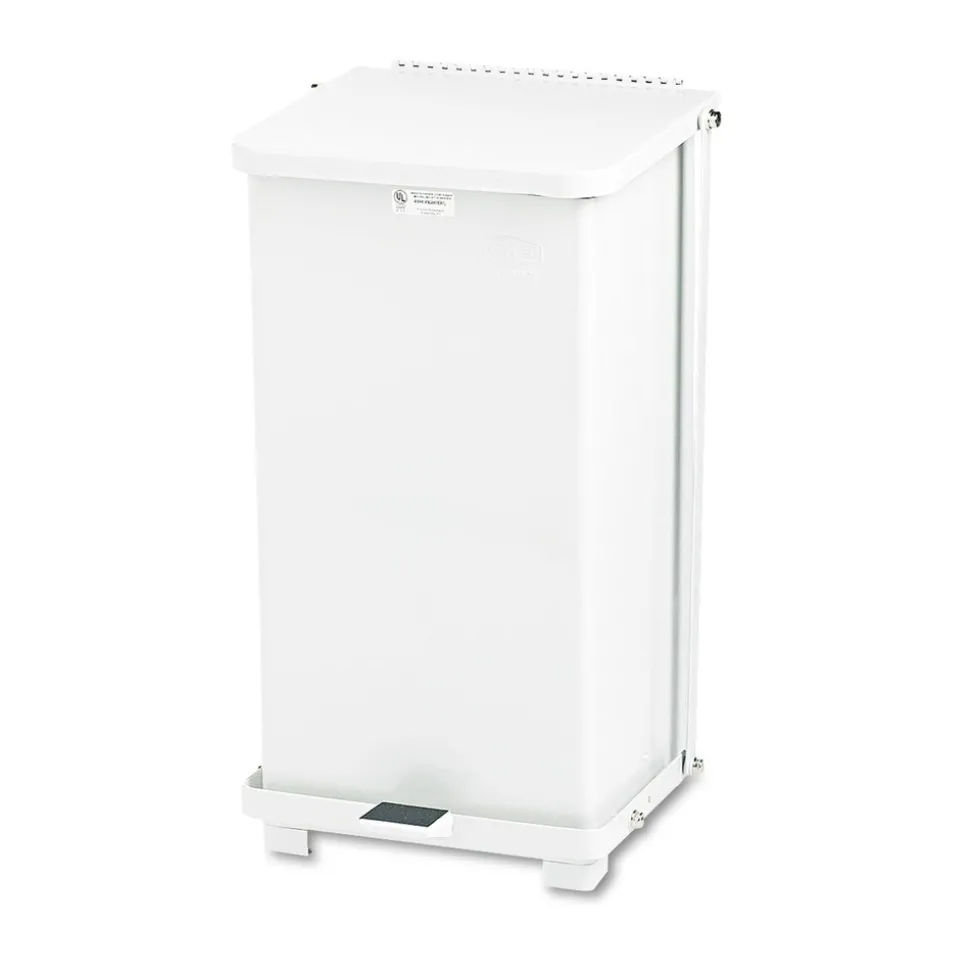 Rubbermaid Commercial 6.5 gal. Defenders Heavy-Duty Steel Step Can - White