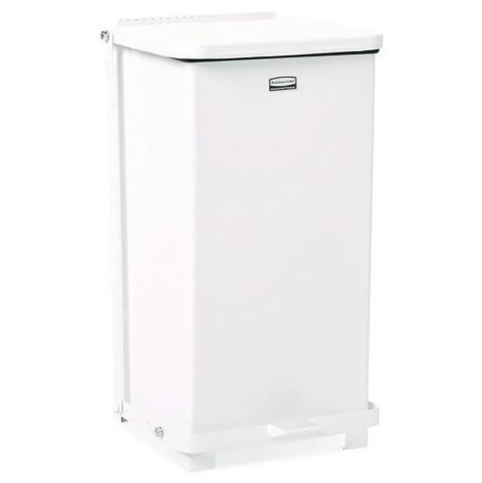 Rubbermaid Commercial 6.5 gal. Defenders Heavy-Duty Steel Step Can - White