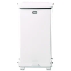 Rubbermaid Commercial 6.5 gal. Defenders Heavy-Duty Steel Step Can - White