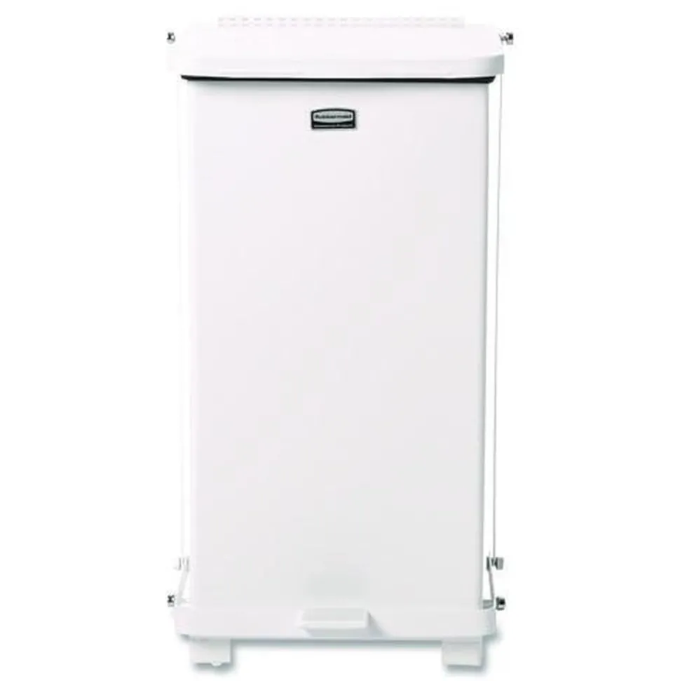 Rubbermaid Commercial 6.5 gal. Defenders Heavy-Duty Steel Step Can - White