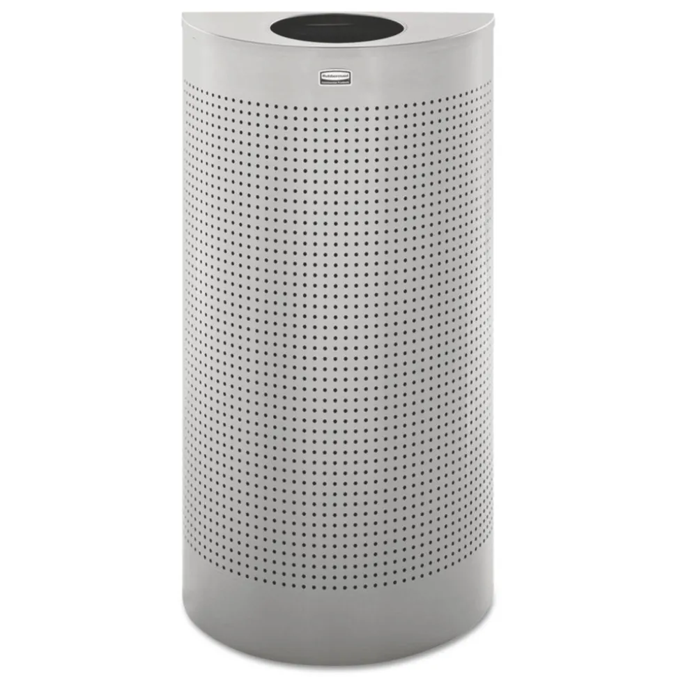Rubbermaid Commercial 12 gal. Designer Line Silhouettes Steel Waste Receptacle - Silver Metallic