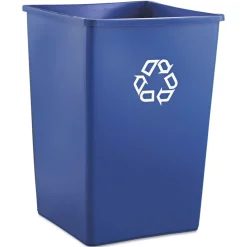 Rubbermaid Commercial 35 gal. Plastic Square Recycling Container - Blue