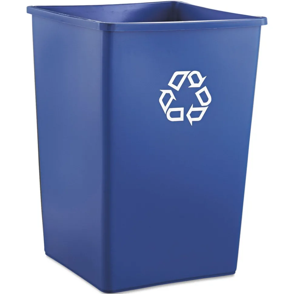 Rubbermaid Commercial 35 gal. Plastic Square Recycling Container - Blue