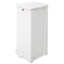 Rubbermaid Commercial 13 gal. Defenders Heavy-Duty Steel Step Can - White