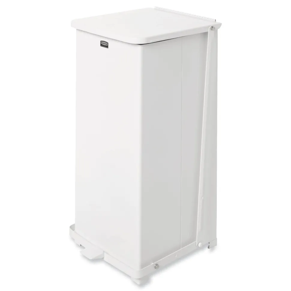 Rubbermaid Commercial 13 gal. Defenders Heavy-Duty Steel Step Can - White