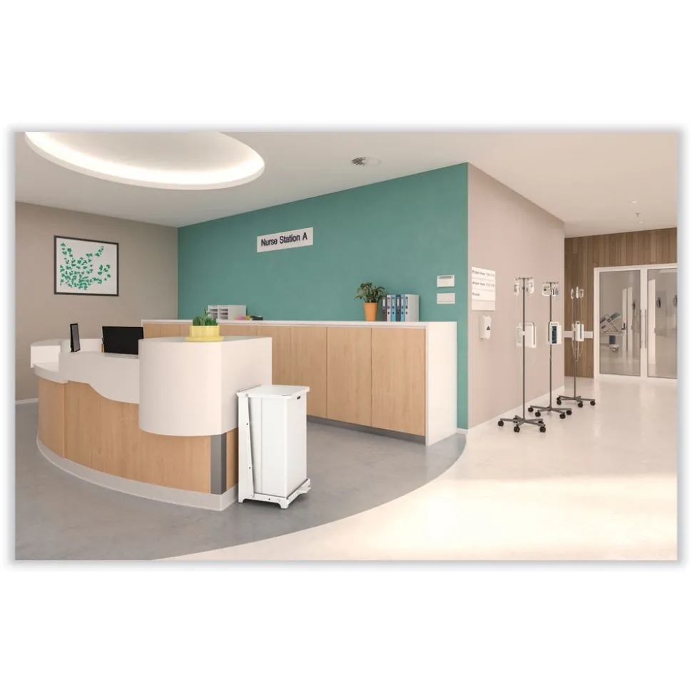 Rubbermaid Commercial 13 gal. Defenders Heavy-Duty Steel Step Can - White