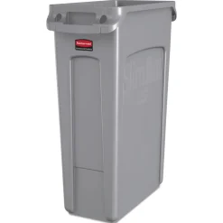Rubbermaid Commercial 23 Gallon Rectangular Plastic Slim Jim Receptacle W/venting Channels - Gray