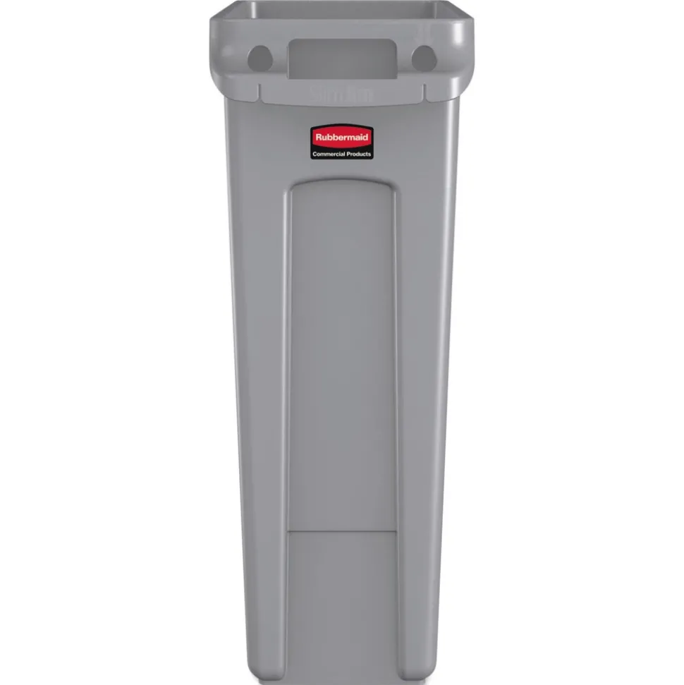 Rubbermaid Commercial 23 Gallon Rectangular Plastic Slim Jim Receptacle W/venting Channels - Gray