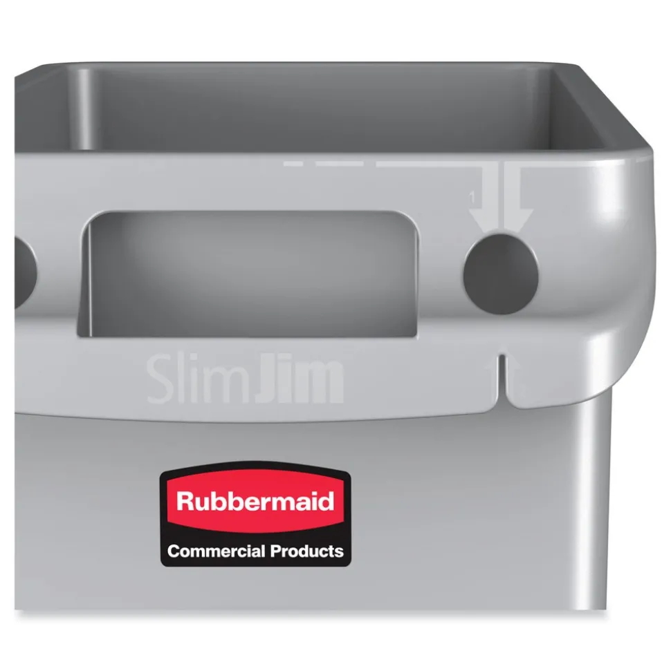 Rubbermaid Commercial 23 Gallon Rectangular Plastic Slim Jim Receptacle W/venting Channels - Gray