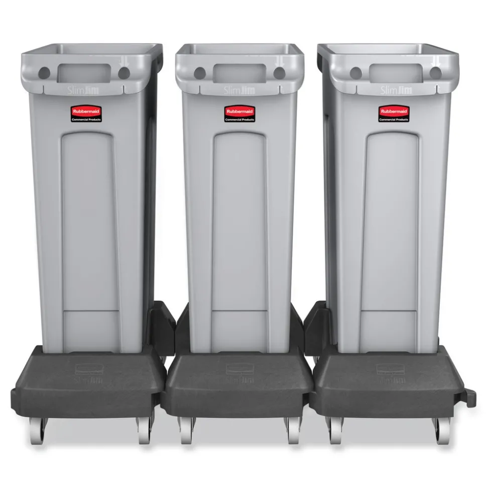 Rubbermaid Commercial 23 Gallon Rectangular Plastic Slim Jim Receptacle W/venting Channels - Gray