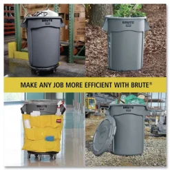 Rubbermaid Commercial 44 Gallon Plastic Vented Round Brute Container - Yellow