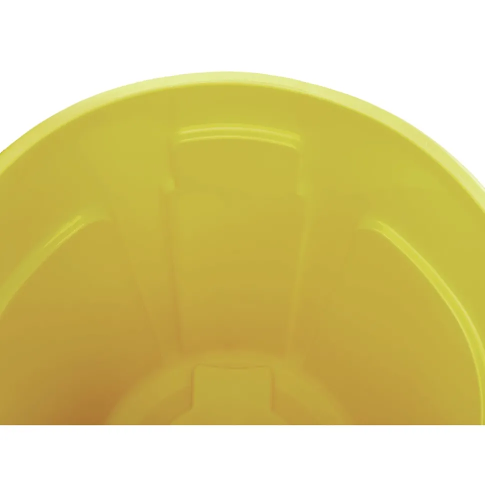 Rubbermaid Commercial 44 Gallon Plastic Vented Round Brute Container - Yellow