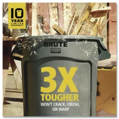 Rubbermaid Commercial 44 Gallon Plastic Vented Round Brute Container - Yellow