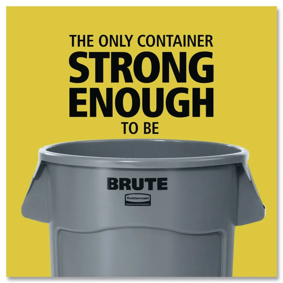 Rubbermaid Commercial 44 Gallon Plastic Vented Round Brute Container - Yellow