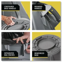 Rubbermaid Commercial 44 Gallon Plastic Vented Round Brute Container - Yellow