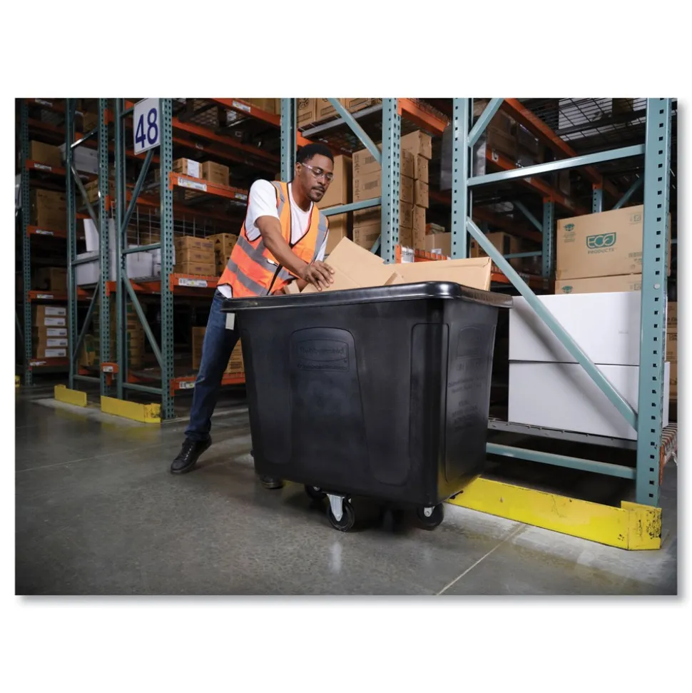 Rubbermaid Commercial 119.7 gal. 500 lbs. Capacity Plastic/Metal Cube Truck - Black