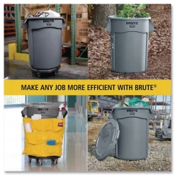 Rubbermaid Commercial 44 gal. Vented Round Plastic Brute Container - Black