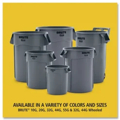 Rubbermaid Commercial 44 gal. Vented Round Plastic Brute Container - Black