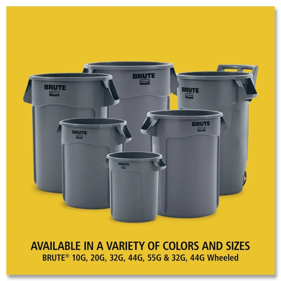 Rubbermaid Commercial 44 gal. Vented Round Plastic Brute Container - Black