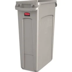 Rubbermaid Commercial 23 Gallon Rectangular Plastic Slim Jim Receptacle with Venting Channels - Beige