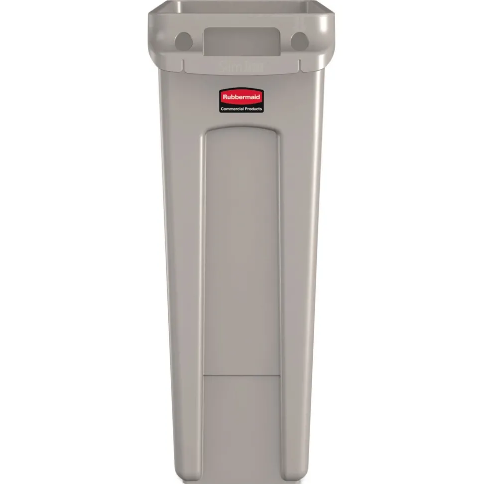 Rubbermaid Commercial 23 Gallon Rectangular Plastic Slim Jim Receptacle with Venting Channels - Beige