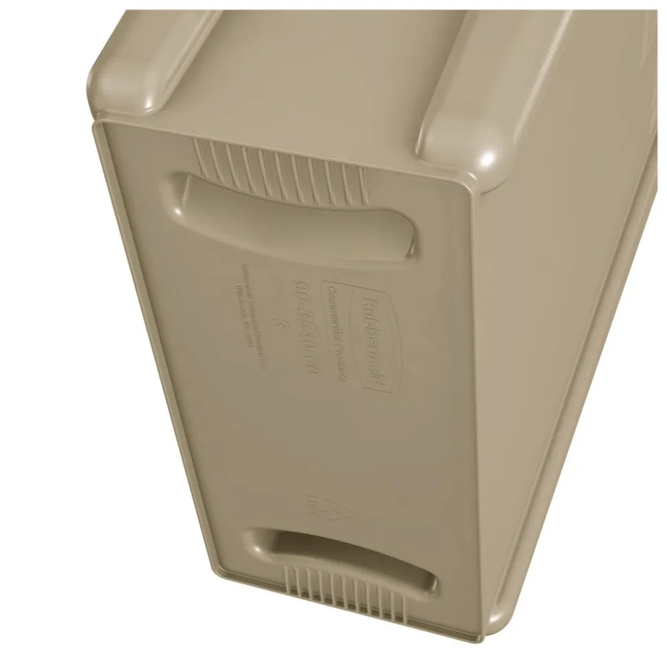 Rubbermaid Commercial 23 Gallon Rectangular Plastic Slim Jim Receptacle with Venting Channels - Beige