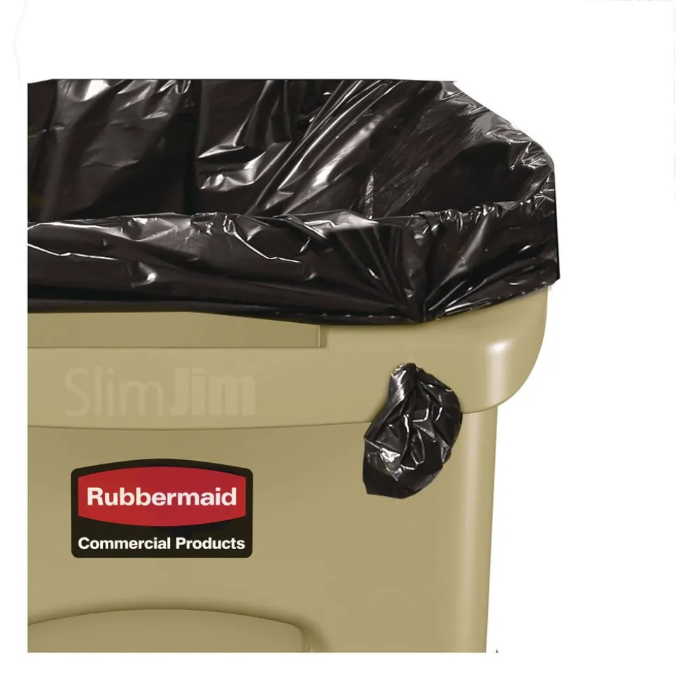 Rubbermaid Commercial 23 Gallon Rectangular Plastic Slim Jim Receptacle with Venting Channels - Beige