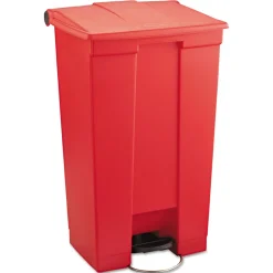 Rubbermaid Commercial 23 Gallon Indoor Utility Step-On Plastic Waste Container - Red