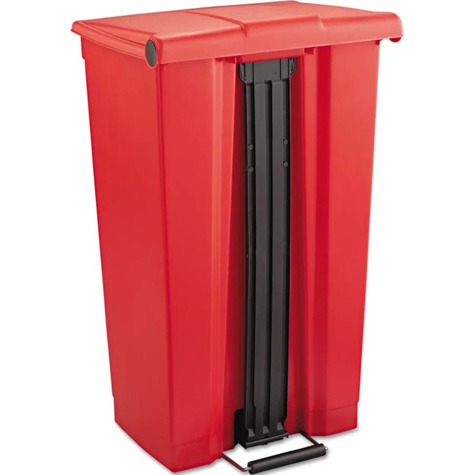 Rubbermaid Commercial 23 Gallon Indoor Utility Step-On Plastic Waste Container - Red