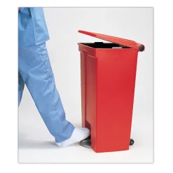 Rubbermaid Commercial 23 Gallon Indoor Utility Step-On Plastic Waste Container - Red