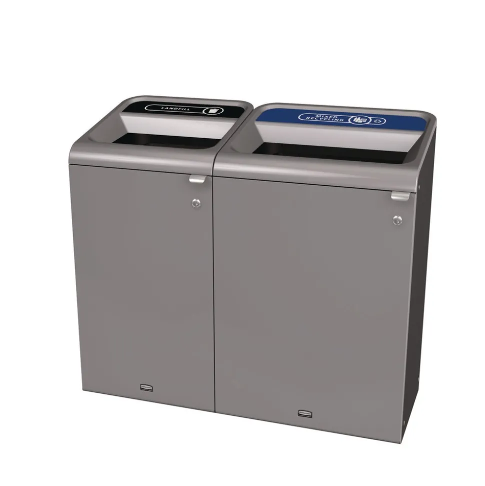 Rubbermaid Commercial 33 Gallon Landfill Configure Indoor Recycling Waste Receptacle - Gray