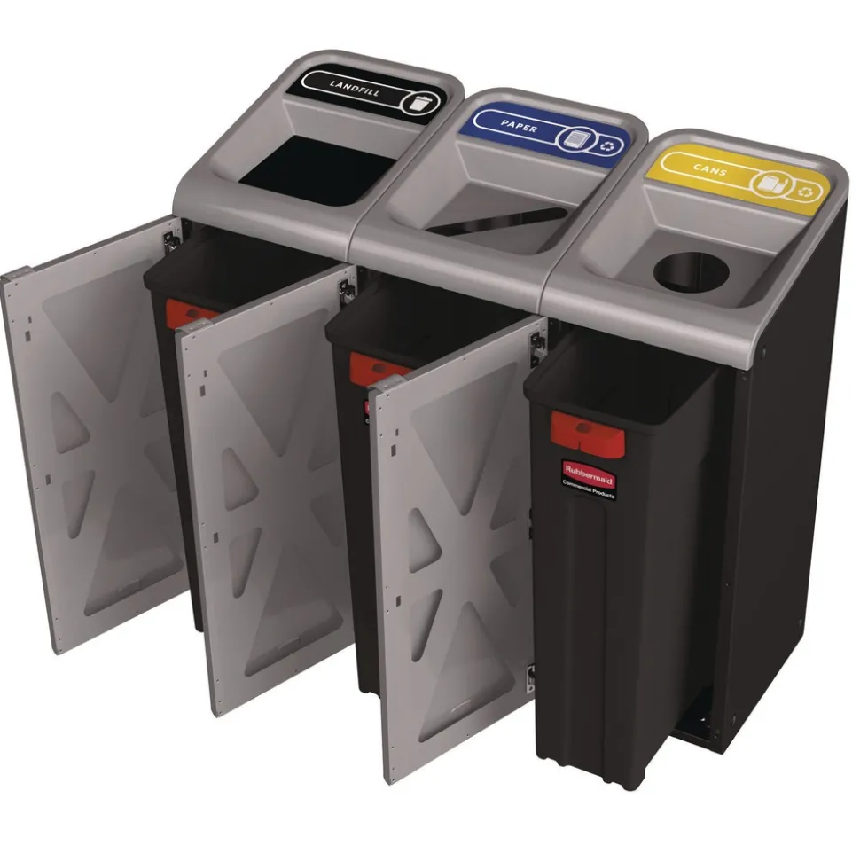 Rubbermaid Commercial 33 Gallon Landfill Configure Indoor Recycling Waste Receptacle - Gray