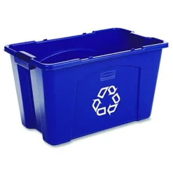 Rubbermaid Commercial 18 Gallon Polyethylene Stacking Recycle Bin - Blue