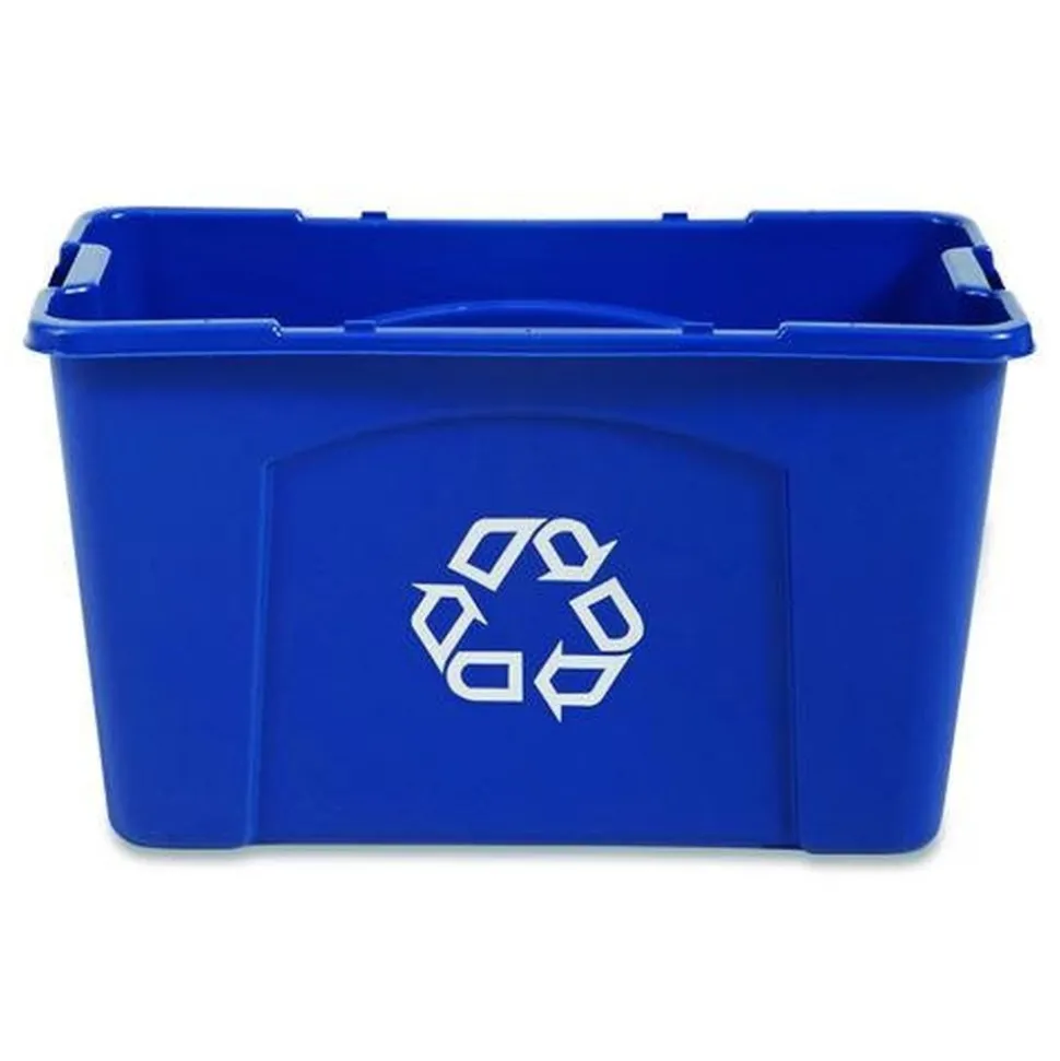 Rubbermaid Commercial 18 Gallon Polyethylene Stacking Recycle Bin - Blue