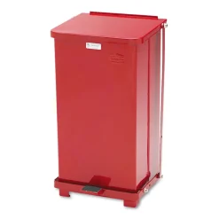Rubbermaid Commercial 6.5 Gallon Steel Defenders Heavy-Duty Steel Step Can - Red