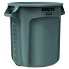 Rubbermaid Commercial 10 gal. Vented Round Plastic Brute Container - Gray