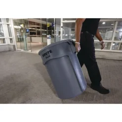 Rubbermaid Commercial 10 gal. Vented Round Plastic Brute Container - Gray