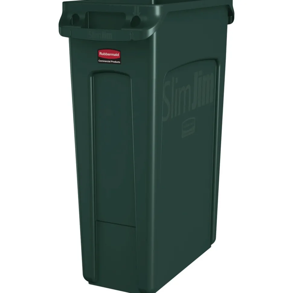 Rubbermaid Commercial 23 Gallon Slim Jim Recycling Container with Venting Channels - Green