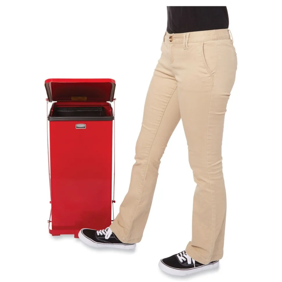 Rubbermaid Commercial 4 gal. Defenders Heavy-Duty Steel Step Can - Red