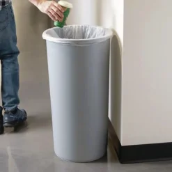 Rubbermaid Commercial 22 Gallon Round Plastic Untouchable Waste Container - Gray