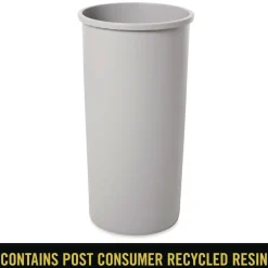 Rubbermaid Commercial 22 Gallon Round Plastic Untouchable Waste Container - Gray