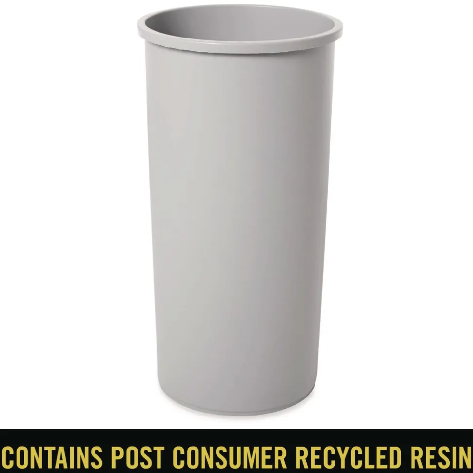 Rubbermaid Commercial 22 Gallon Round Plastic Untouchable Waste Container - Gray