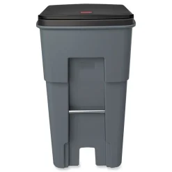 Rubbermaid Commercial 65 Gallon Square Polyethylene Brute Rollout Heavy-Duty Waste Container - Gray